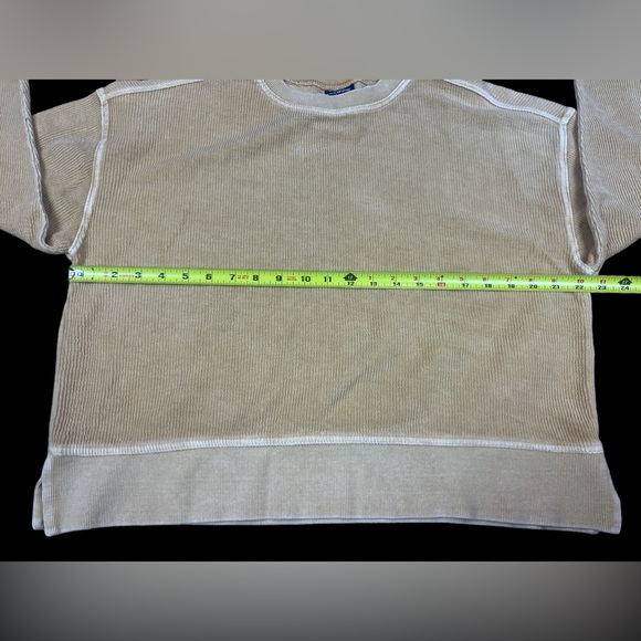 Charles River Size M Short Length Long Sleeve Crewneck Pullover Textured Yellow - Picture 5 of 7